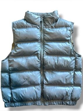 ZARA Boys Puffer Vest Blue Gray Quilted Zip Up Size 6-7 120cm Lightweight